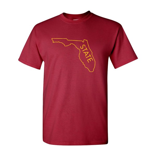 Campus Originals Florida State Outline Men's Super Soft Vintage T-Shirt (Cardinal, X-Large)