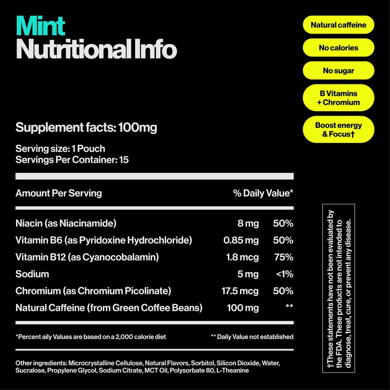 Wip Energy Pouches | 100mg Natural Caffeine | Vitamins and