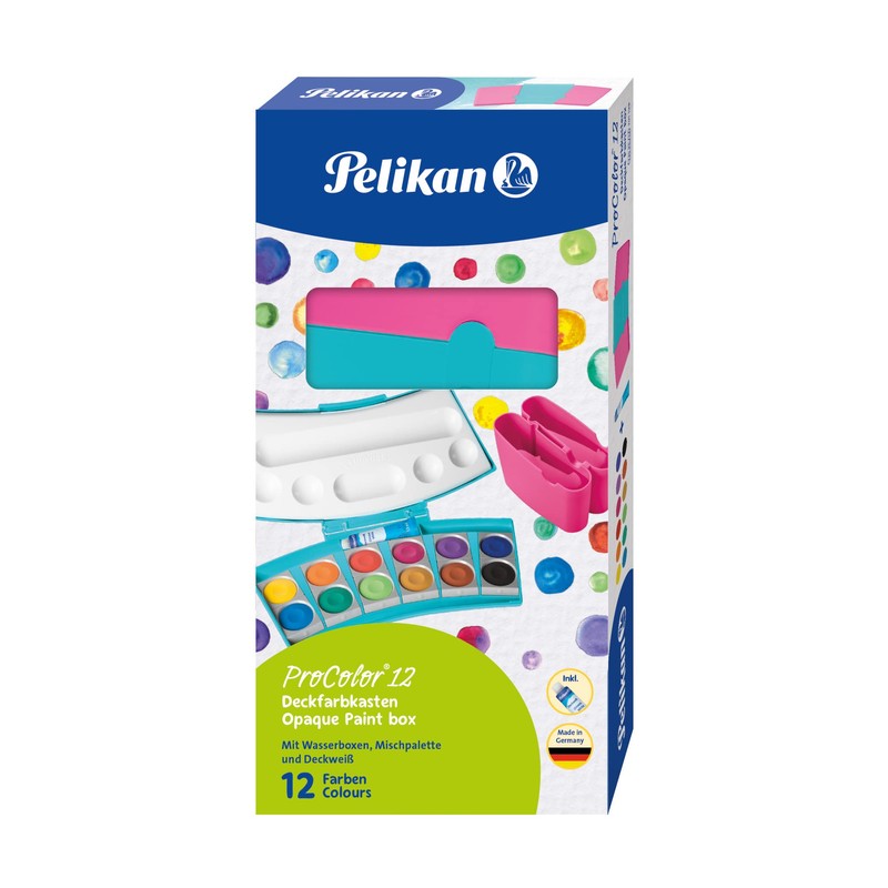 Pelikan 701198 ProColor Paint Box Turquoise / Pink 12 Colours