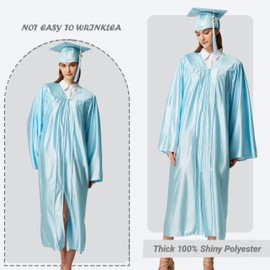 MyGradDay Unisex Adult Shiny Graduation cap and gown Tassel 2024 2025 Year Charm Package Sky Blue
