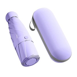 Umbrella, Parasol, Compact Travel Umbrella, Large, Stormproof, Lightweight, Portable Parasol, Foldable Compact Travel Umbrella with Capsule Case, 6 Ribs for Men, Women and Children, NO