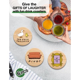 Levaukiem Funny Friends Coasters for Drinks Set of 6, Friends TV Show Merchandise Coasters with Holder, Friends TV Show Gifts for Friends Fans