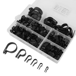 Nylon Plastic Cable Clamp Assortment Kit Black P Clips Cable Clamp for Cable Management - Pack of 200