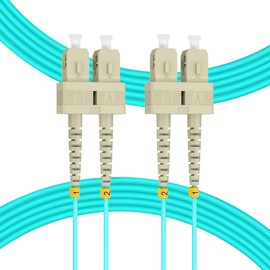 Fiber Patch Cable | SC to SC Multimode Duplex OM3 50/125 Jumper Cord | 10M (32.8ft) 40gb Fiber Optic Cable (Aqua)