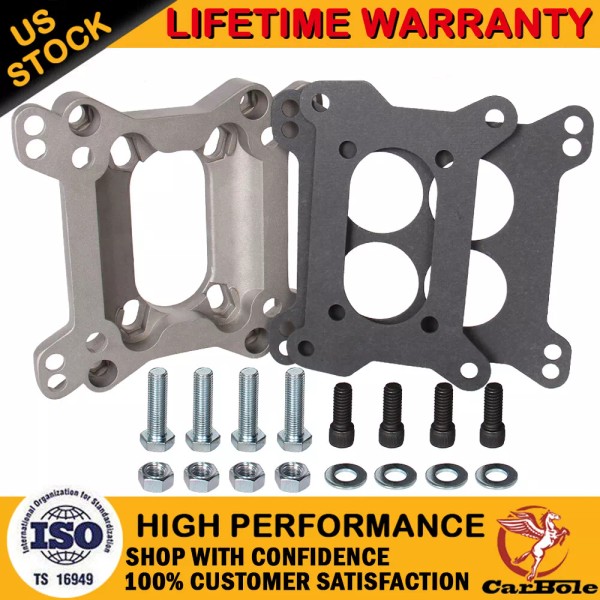 CarBole Carb Carburetor Adapter 2bbl-4bbl Kit 4-Bolt 2 Barrel to