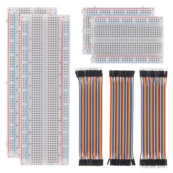 AUKENIEN Breadboard Dupont Wire Kit 2pcs 400 Tie-point 2pcs 830