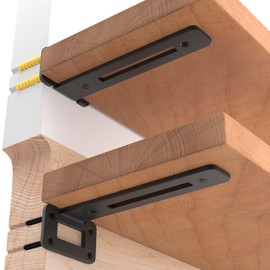 LEOPO 6 Inch 4 Pack Openwork T Shelf Brackets for DIY Floating Shelf,1/5 Inch Thick Heavy Duty Metal Shelf Bracket,L Brackets for Shelves Support