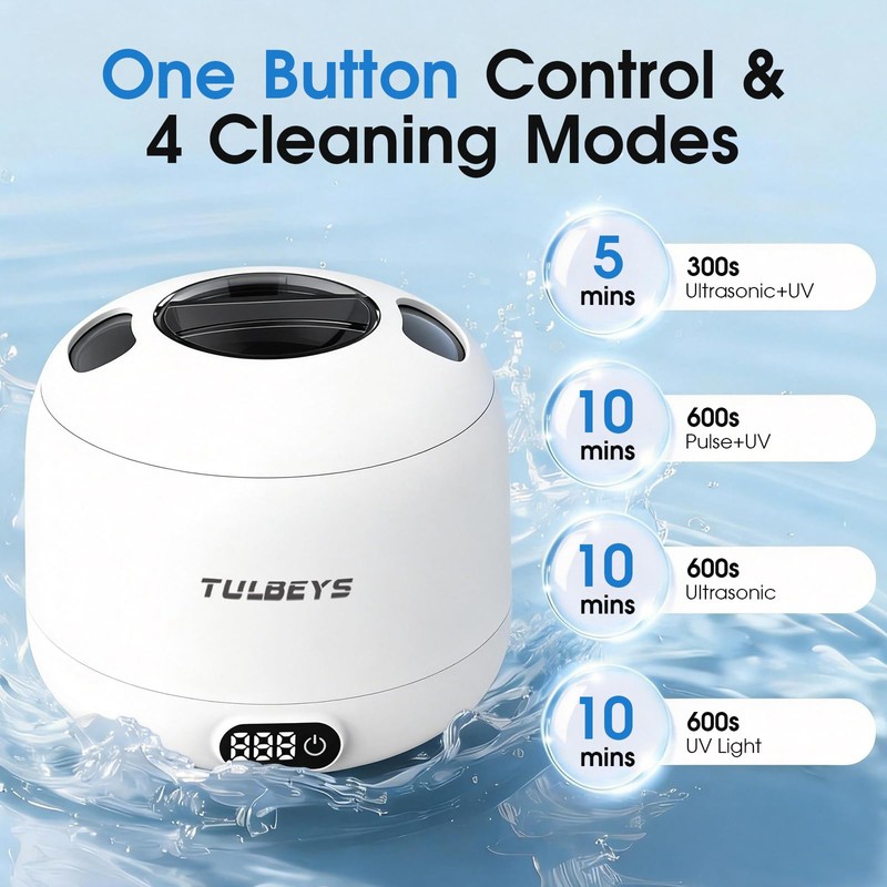 Tulbeys Ultrasonic Retainer Cleaner, 45kHz Ultrasonic Cleaner with UV Light