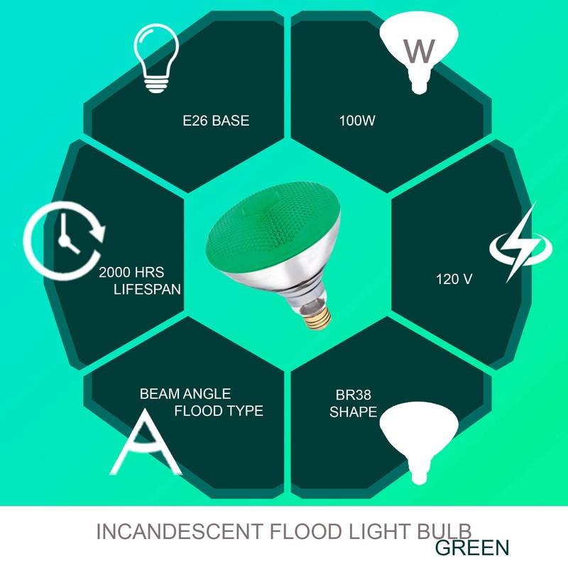 Dysmio Lighting 100 Watt 120 Volt Flood BR38 E26 Incandescent