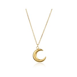 KONPJE Gold Moon Necklace for Women Dainty 14K Gold Plated Moon Necklace Crescent Moon Necklace Chunky Moon Pendant Necklace Minimalist Trendy Jewelry