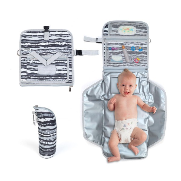 CHNGAROO Portable Changing Pad with Innovative Diaper Bag Dispenser, 3X