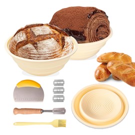 Sourdough Proofing Basket, Silicone Banneton Bread Supplies, Proofing Basket Baking Starter Making Kit, Non-Stick，Gift for Baker (9 Inch Round,2 Pack)