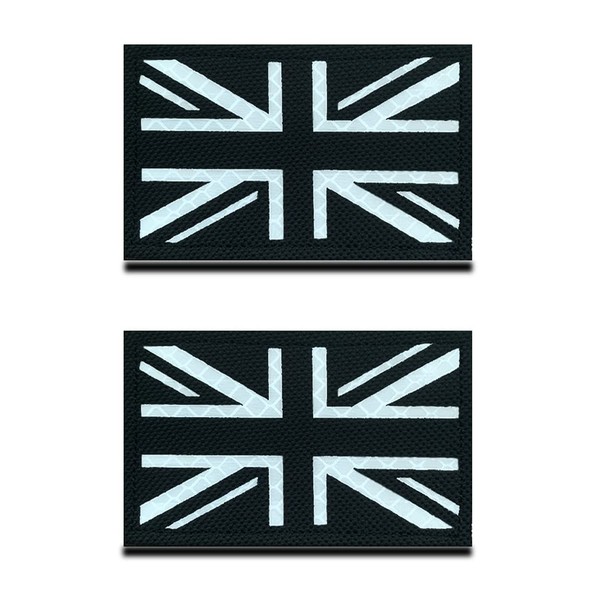 2 Pcs Reflective Great British Union United Kingdom UK Patch