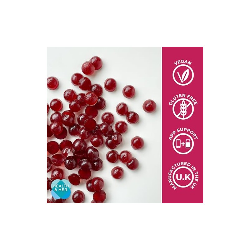 Health & Her Perimenopause Raspberry Gummies, Vegan, 30 Day Supply