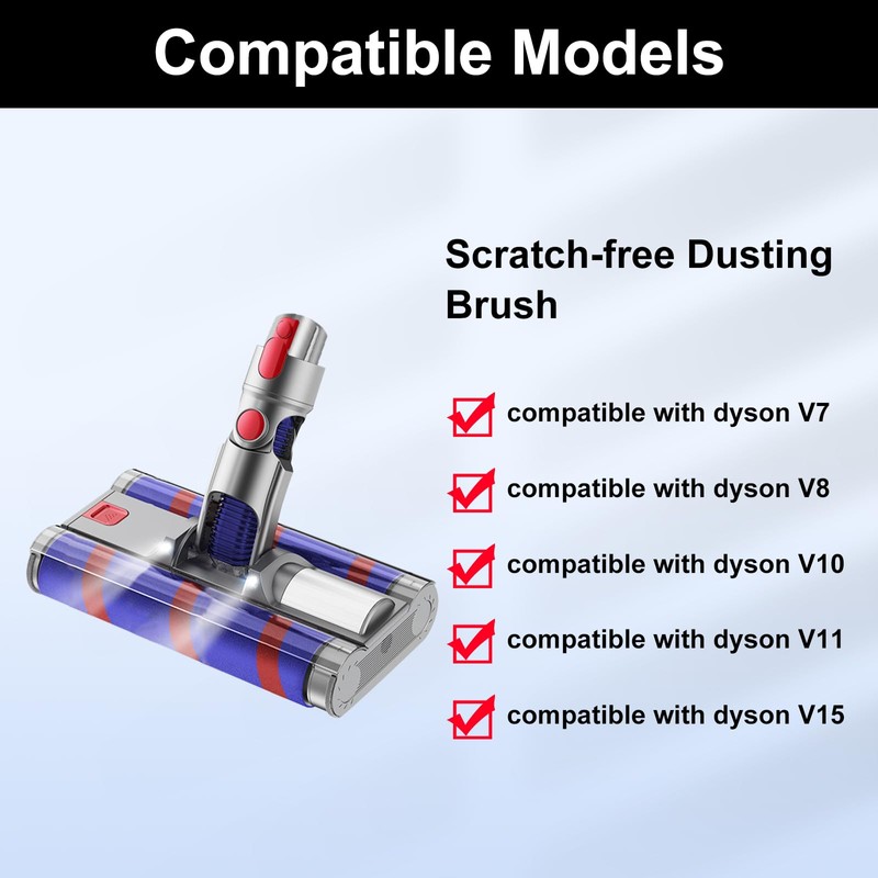 Soft Double Roller Brush Head Compatible with Dyson V7 V8