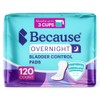 Because Overnight Incontinence Pads for Women – Moderate-to-Heavy Absorbency for