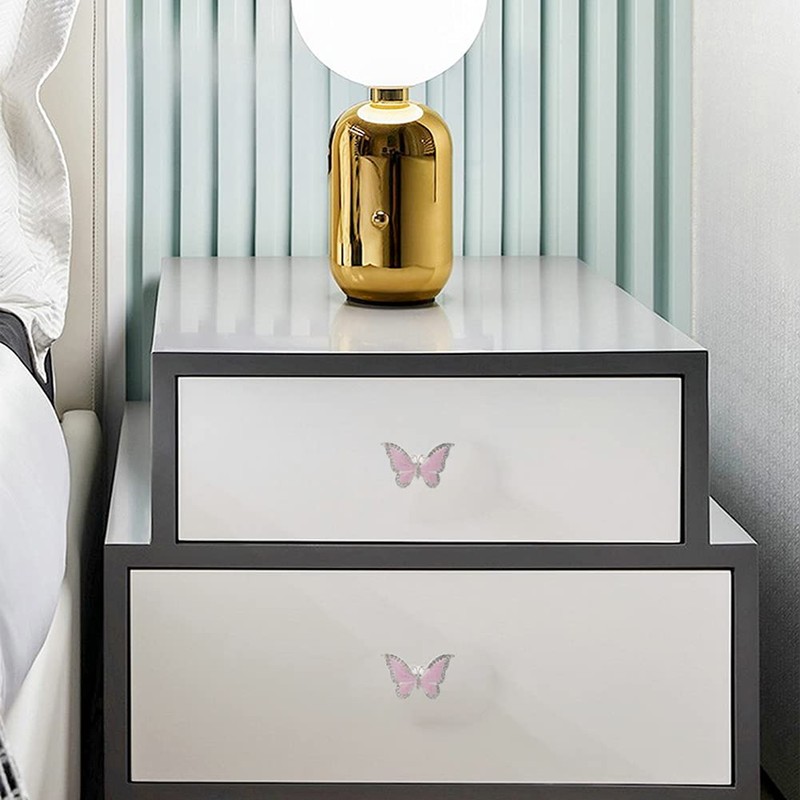 brandname Beyoo 6 pcs Deep Pink Butterfly Shape Door Handle
