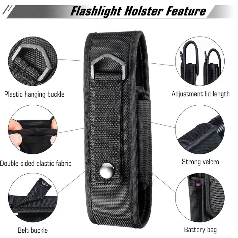 YONCONO Flashlight Holster, Molle Tactical Torch Cover Case Nylon Adjustable