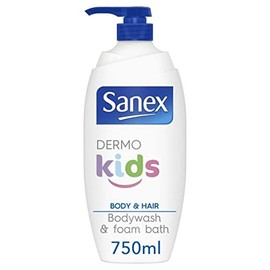 Sanex Dermo Kids Body & Hair Wash & Foam Bath, 750 ml (Pack of 1)