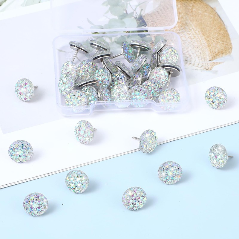 40 Pcs Diamond Push Pins Glitter Rhinestone Thumb Tacks Decorative