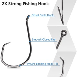 Circle Hooks Fishing Hooks Tackle,100pcs Saltwater Fishing Hooks Strong Octopus Circle Hooks Customized Offset Sport Circle Hook for Catfish Bass 10/0 100PCS