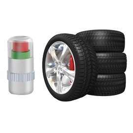 Adunsiaoto Pack of 4 Tyre Valve Dust Protection Air Valve Caps, Car Tyre Pressure Control Valve Caps, Copper Core Tyre Guard Tyre Pressure Valve Tyre Pressure Sensor, Universal Automotive Accessories