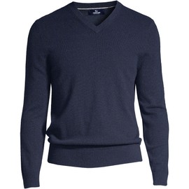 Lands' End Mens Cashmere V-Neck Sweater Radiant Navy Regular Large