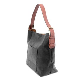 Joy Susan Womens Hobo Handbag with Removable Insert Bag - Black with Cedar Handle