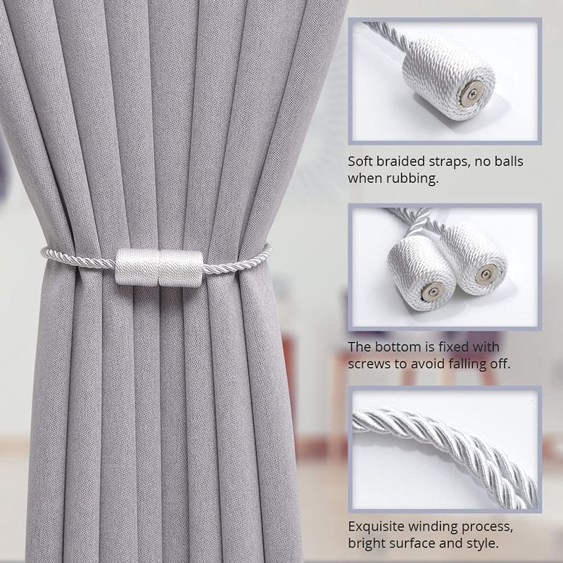 Pretty Jolly 2 Pack Magnetic Curtain Tiebacks 16 Inch Handmade