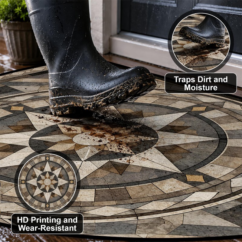 Half Circle Door Mat Thin Non-Slip Absorbent Half Moon Rug