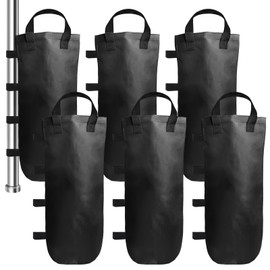 Pack of 6 Weights for Gazebo, Sandbag Weighted Outdoor, 800D Oxford Fabric Tent Sandbag with Long Belt, Waterproof, Gazebo Sandbags for Garden, Gazebo, Beach Tent (Black)