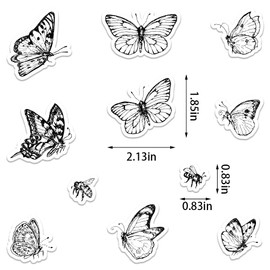 Hying Spring Butterfly Stamps and Dies for Card Making, Insect Bee Cutting Die and Clear Stamps for Bullet Journal DIY Scrapbook Decoration Handmade Crafts Notebook