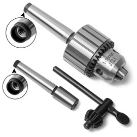 BMWOOD 5/8-Inch Key Drill Chuck with one JT33-MT2 Taper Arbor Inner Thread 3/8"X16TPI and one JT33-MT1 Taper Arbor Thread 1/4"x20TPI for Drill Press, Wood lathe or Mill.