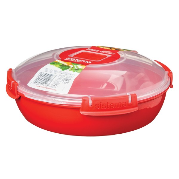 Sistema Microwave Collection, Round Dish, Red, 43.6 Ounce (Pack of 1)