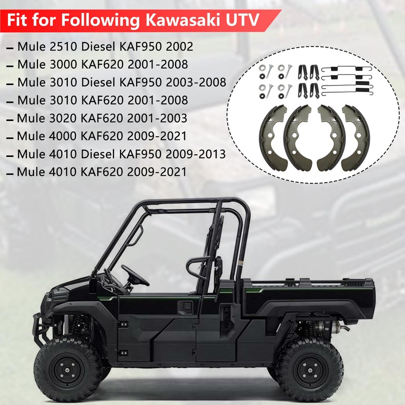 Front Brake Shoes Springs Pins Left&Right for Kawasaki Mule 3000