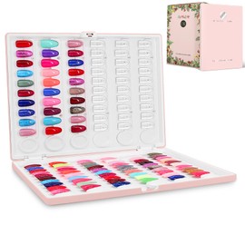 Nail Display Book 120 Nail Polish Swatch Book with Transparent Nails, Professional Nail Color Chart Display Book Sample for Gel Polish Nails