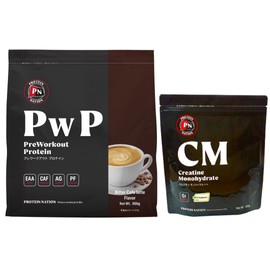 Protein Nation Pre-Workout Protein, Bitter Cafe Latte Flavor, Unsweetened (1 Bag + Creatine 8.8 oz (250 g)