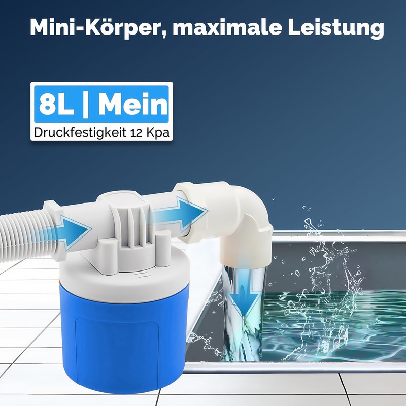 Float Valve for Water Tanks, 3/4 Inch Side Connection, Automatic