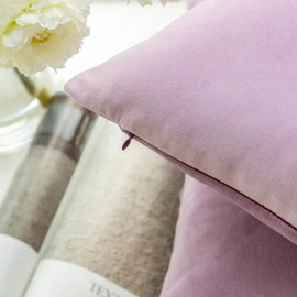 Phantoscope Pack of 2 Velvet Decorative Throw Pillow Covers Soft Solid Square Cushion Case for Couch Light Purple 18 x 18 inches 45 x 45 cm