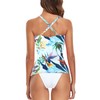 RELLECIGA Women's Leaf Print V Neckline Ruched Tankini Top Swimsuits