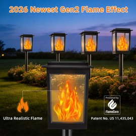 KYEKIO Large Size & Gen2 Flickering Flame Solar Torch Lights, 6Pack Solar Lights Outdoor Waterproof for Outdoor Decor, Garden Lights Solar Powered, Tiki Torches for Outside Pathway Patio Yard Decor