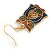 Multicoloured Enamel Owl Drop Earrings In Gold Tone Metal -