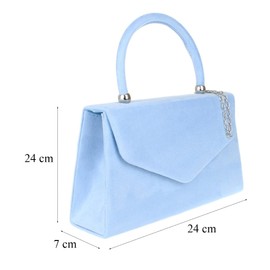 Girly Handbags Womens Top Handle Faux Suede Clutch Bag Grab Holder (Serenity)
