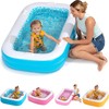 2-in-1 Inflatable Kiddie Pool, 65"x39"x10" (5'5") Soft Cushioned Floor, Handles,