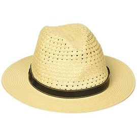 Scala Men's Paper Braid Safari with Faux Leather Band, Natural, X-Large