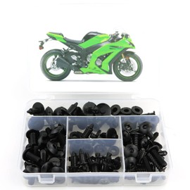 Xitomer Fairing Bolts Kits, Fit for ZX-10R 2011 2012 2013 2014 2015 2016 2017 2018 ZX10R Mounting Kits Washers/Nuts/Fastenings/Clips/Grommets (Matte Black)