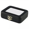 Novel Box Black Leatherette Glass Top Jewelry Case with BK/WH