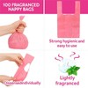 100 Fragranced Nappy Bags – Disposable Nappy Sacks with Tie