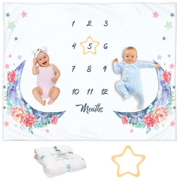 Twin Milestone Blanket – Soft, Large 50x40 Baby Monthly Blanket
