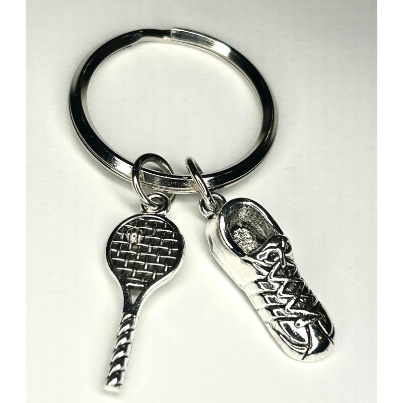 Woodstar Tennis Squash Ball Racket Lightweight Compact Keychain, metallic